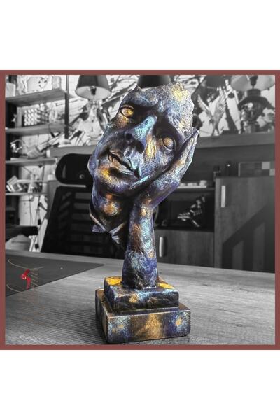 MÜKEMEL Soyut Renkli Yüz Heykeli – El Yapımı Reçine Sanat Heykeli – Ev Dekora...