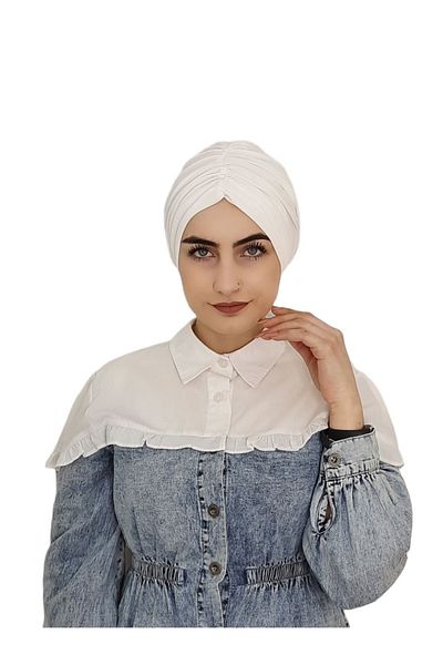 erasra class Μπροστινό Gathered and Back Tie Ready Bonnet Ecru