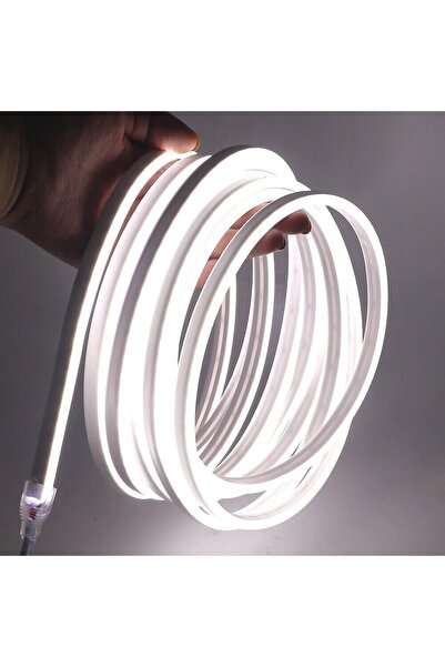 repplam 5 Metre Neon Led Beyaz Işık 220 Volt Hortum Led Tak Çalıştır Şerit Le...