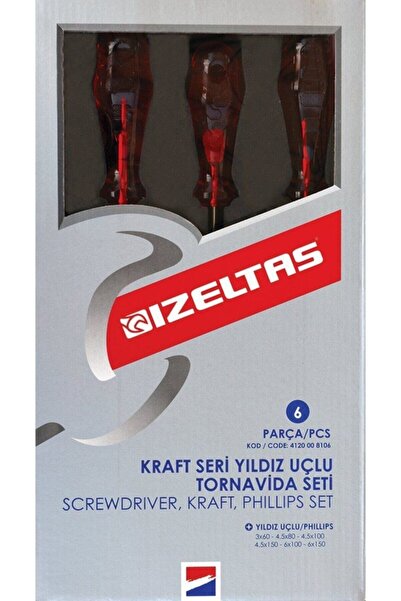 İzeltaş Kraft Seri Yıldız Uçlu Tornavida Seti (6 Parça)