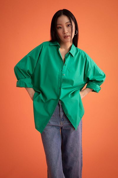 DeFacto Oversize Fit hosszú ujjú poplin 100% pamut ing
