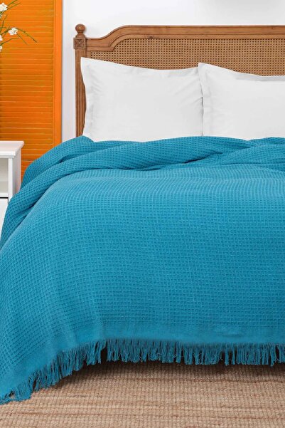 Karaca Home Coloro тюркоазено двойно вафено одеяло