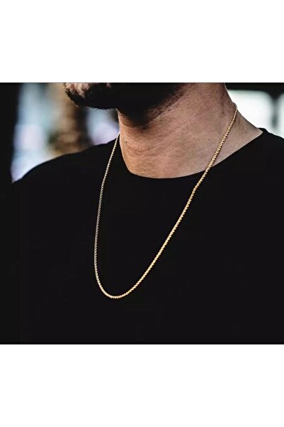 Jadenne Ince Burgu Zincir Kolye Erkek Gold Çelik Üzeri Altın Kaplama 2 Sene G...