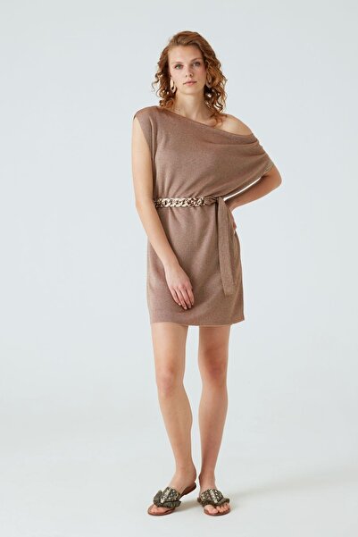 JOIN US Detailní mini úpletové šaty s nízkým ramenním pásem