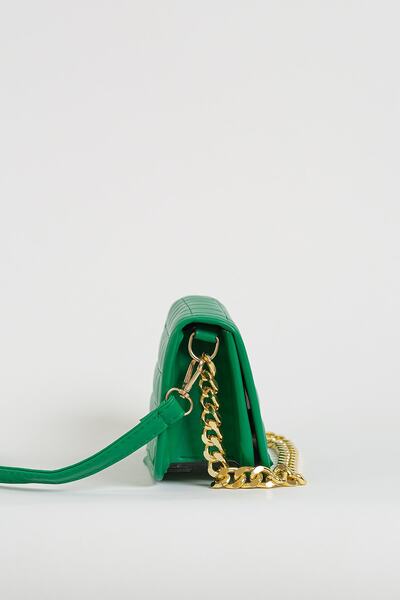 Çantacımstore Geantă matlasată cu lanț pentru femei, verde 0424
