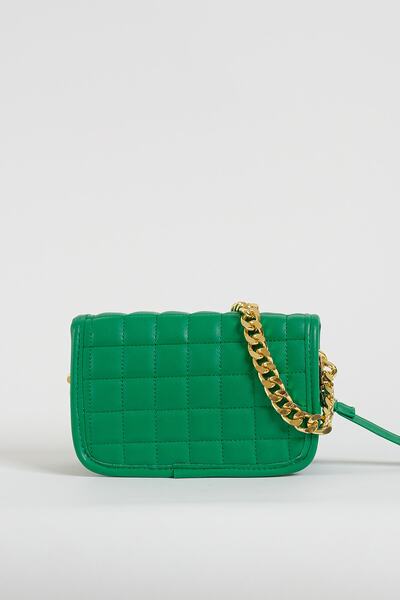 Çantacımstore Geantă matlasată cu lanț pentru femei, verde 0424