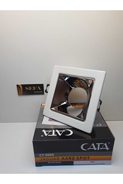 Cata Kare Spot Jaguar Beyaza / Platin Kasa Ampulsuz 1 Adet Sefa Elektrik