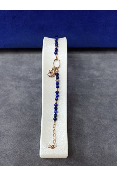 Lapis Lazuli Dizi Taşlı Ros Kaplama Gümüş Bileklik