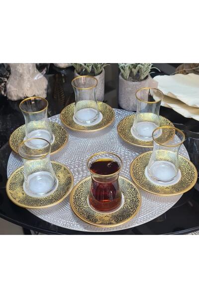 Sembol Heybeli Gold Leopar 6 Kişilik Çay Bardak Takımı Heybeli-02