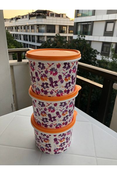 Tupperware Storage Container 3 Pieces Patterned