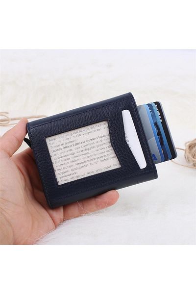 Legend Leather Ανδρικό πορτοφόλι/θήκη για κάρτες από γνήσιο δέρμα Navy Blue
