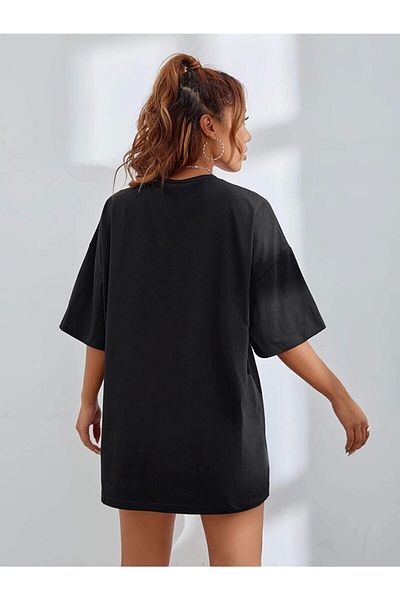 DEEPSENCE Women's Oversize T-shirt Angel Front Print Black