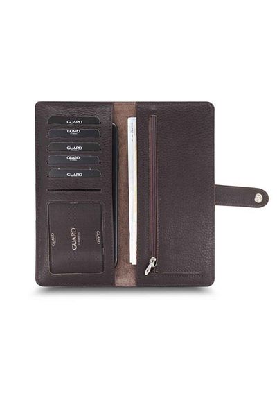 GUARD Matte Brown Leather Phone Wallet with Card and Money Slot