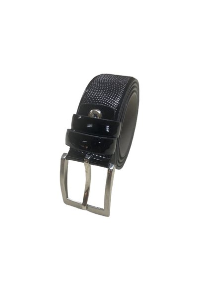 Yage 2-Piece Combination Black Patent Leather 3.5 cm Classic Belt