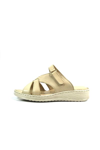 Beety 442.011 Γνήσιο δέρμα Μαύρο & Μπεζ Velcro Ανατομικές Γυναικείες Μητρικές Παντόφλες