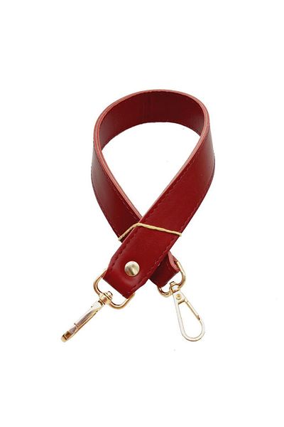 angel çanta aksesuar Genuine Leather Double Layer Stitched Short Handle Red