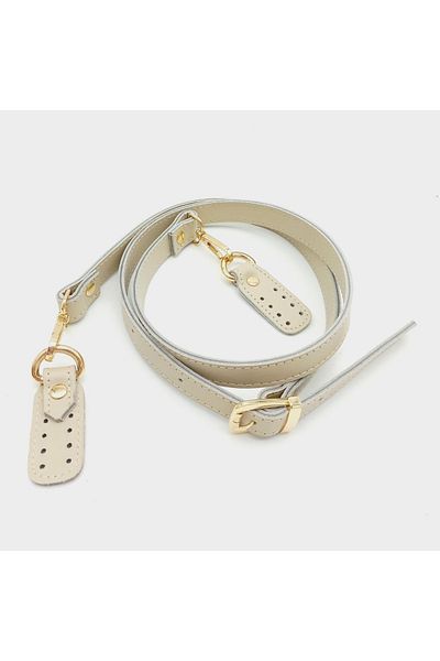 angel çanta aksesuar Real Leather Double Layer Stitched Long Handle Cream