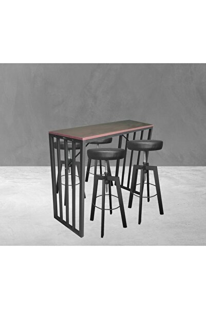 Presto Klump Bar Masası Ve 4 ( Dört ) Adet Siyah Bar Taburesi