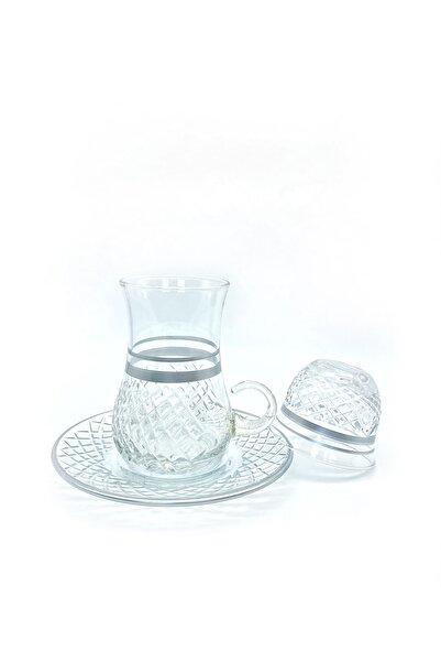 ÖzcamKristal 18 Parça 6 Kişilik Kristal Kulplu Çay Takımı