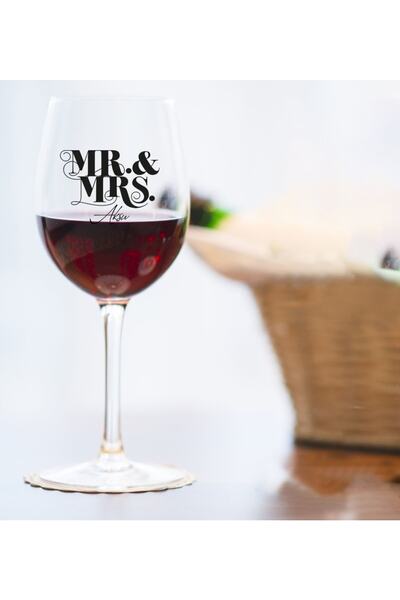 Bk Gift Kişiye Özel Isimli Erkek Ve Kadın Tasarımlı Renkli Baskılı Şarap Kade...