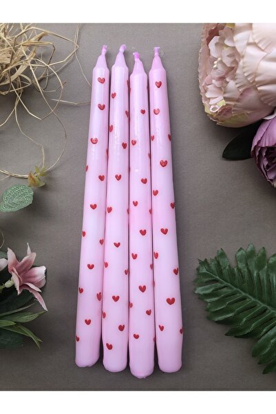 Elif Design Kalpli Şamdan Mumu Kalpli Mum El Çizimi Desenli Kokulu Mum (1 ADET)
