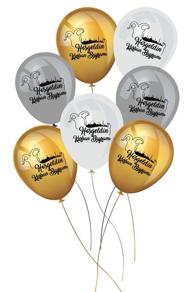 Huzur Party Store Hoşgeldin Kurban Bayramı Baskılı 10 Adet Balon Keçi Detaylı...