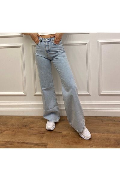 Ramrod Jeans Jean cu picioare largi, cu talie foarte înaltă, cu lycra, spălat cu zăpadă