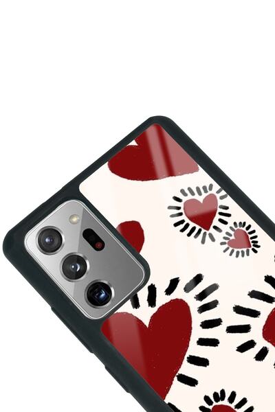 Spoyi Samsung Note 20 Brush Heart Tasarımlı Glossy Telefon Kılıfı