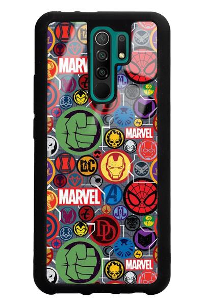Spoyi Xiaomi Redmi 9 Marvel Face Tasarımlı Glossy Telefon Kılıfı