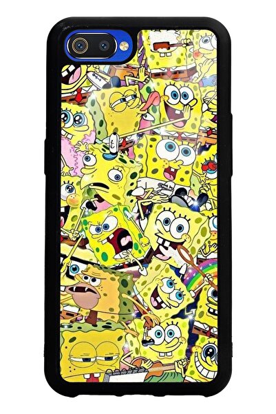 Spoyi Oppo Real Me C2 Sünger Bob Tasarımlı Glossy Telefon Kılıfı