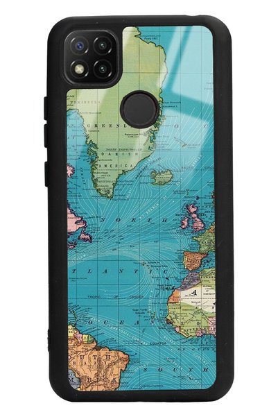 Spoyi Xiaomi Redmi 9C Atlantic Map Design Glossy Phone Case
