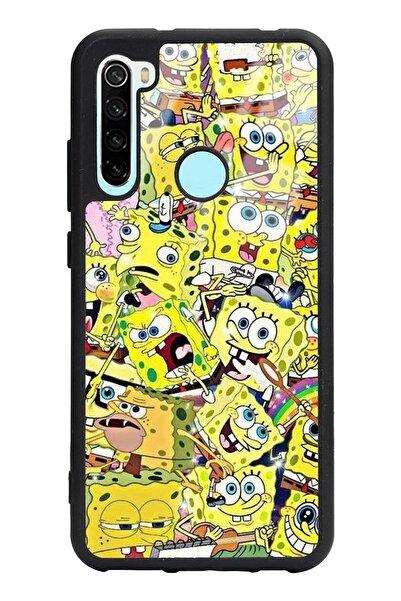 Spoyi Xiaomi Redmi Note 8 Sünger Bob Tasarımlı Glossy Telefon Kılıfı