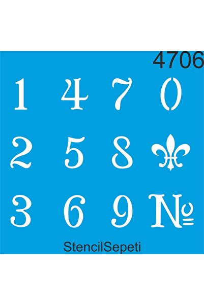 StencilSepeti Rakamlar Deseni - Stencil Boyama Şablonu 20x20cm