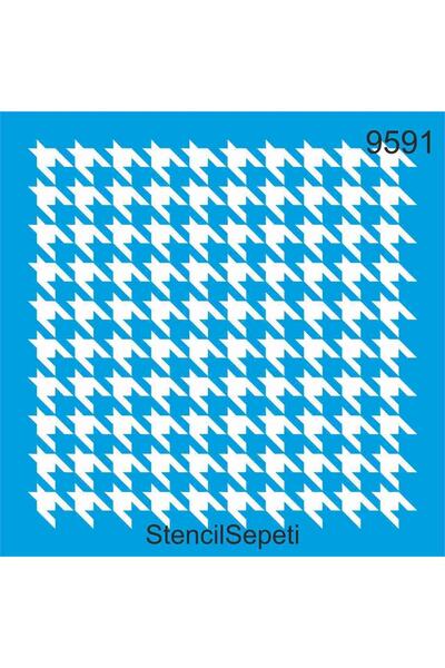 StencilSepeti Kaz Ayağı Deseni - Stencil Boyama Şablonu 20x20cm