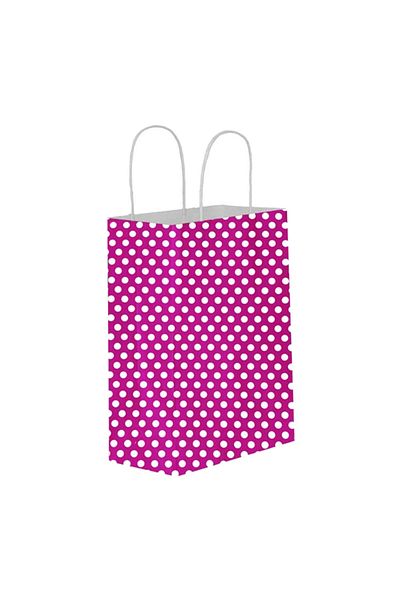 Umur 12x25x30 25 Pieces 90 gr Fuchsia Polka Dot Cardboard Bag
