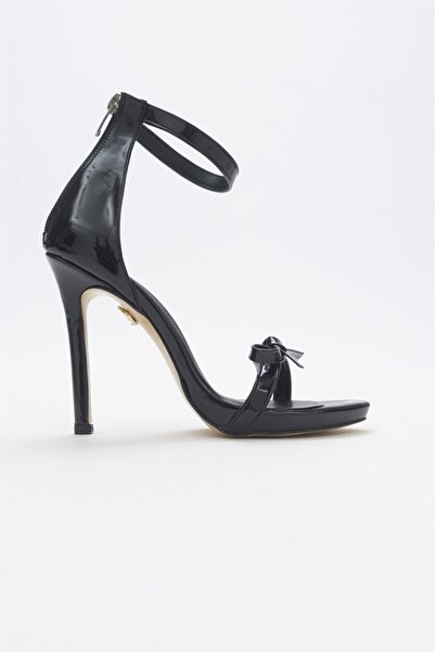 AYAKKABI PRENSİ Arete Kurdele Detaylı Siyah 10 Cm Kadın Klasik Topuklu Ayakkabı