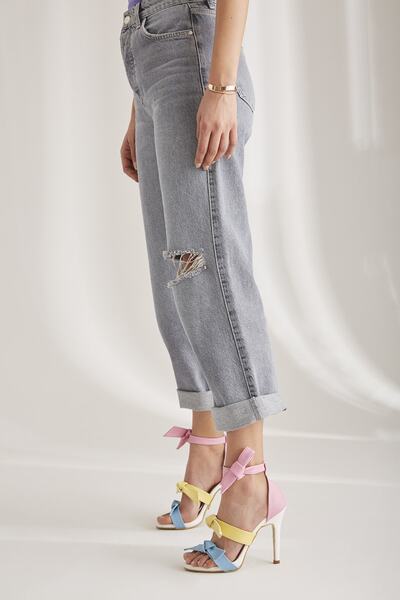 AYAKKABI PRENSİ Marzia Three Stripes Detailed Colorful 10 cm dámské klasické boty na podpatku