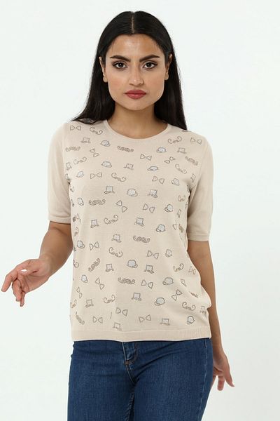Solo Knitwear Crystal Jewelled Blouse