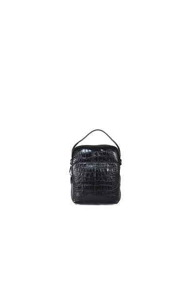 Eminsa Men's Black Crocodile Leather Shoulder Bag 6190