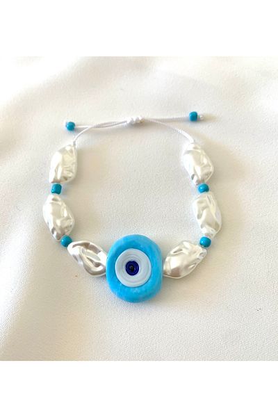 Atelier Çağla Glass Calf Eye Evil Eye Beaded Pearl Bracelet