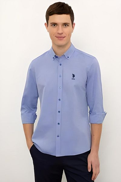U.S. Polo Assn. Μπλε ανδρικό πουκάμισο