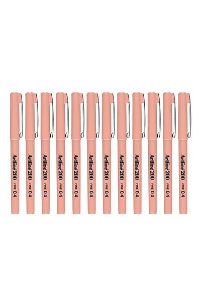 artline 200 Fineliner 0.4 mm Writing and Drawing Pen Apricot Pack of 12