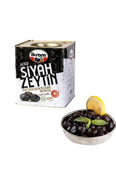 İkram Gold Gemlik Doğal Yağlı Sele Siyah Zeytin 1 Kg Gold Teneke Naturel Siyah Sele Zeytin
