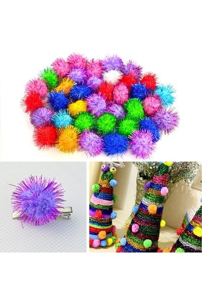 hobi market art Glitter Pompom 3 Cm1000 Economic Package