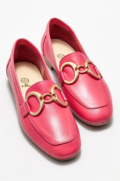 Elle Shoes Fuşya Deri Kadın Loafer