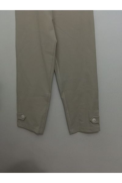GGMM Pipe Leg Cream Trousers with Elastic Waist