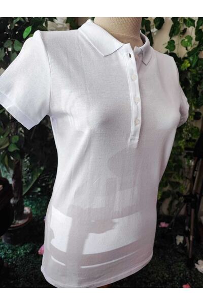 Collezione White Polo Neck Women's T-shirt - Regular Fit, Short Sleeve