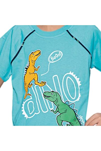 Tarık Boy's Dino Pajama Set with Shorts 100% Cotton