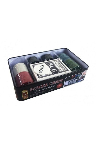 HEPBİMODA Poker Chip 80 Chip Poker Game Card And Chips Metal Boxed Chip Roulette Table Game Set 1 Piece Playing Card