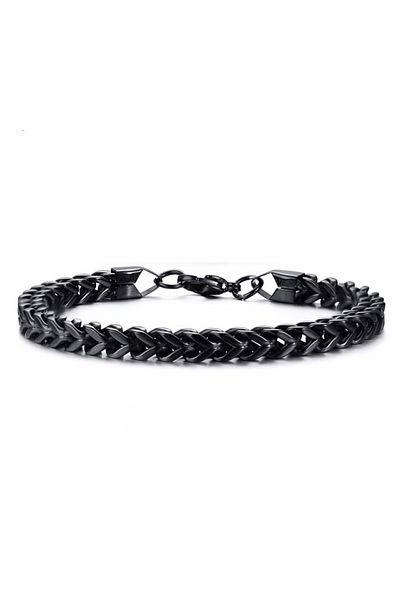 The Collection Unisex Foxtail Anti-tarnish Black Steel Bracelet